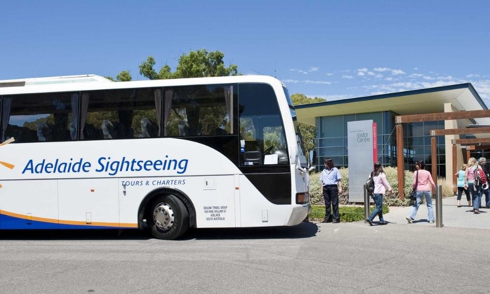 passengers get off adelaide sightseeing bus 