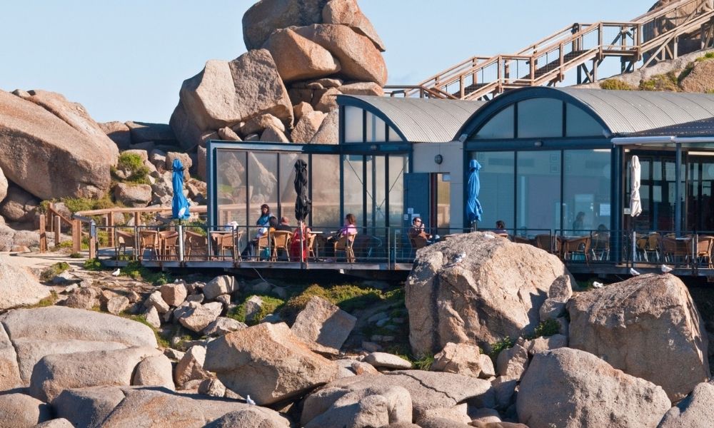 cafe on the rocks beside the ocean at Granite Island