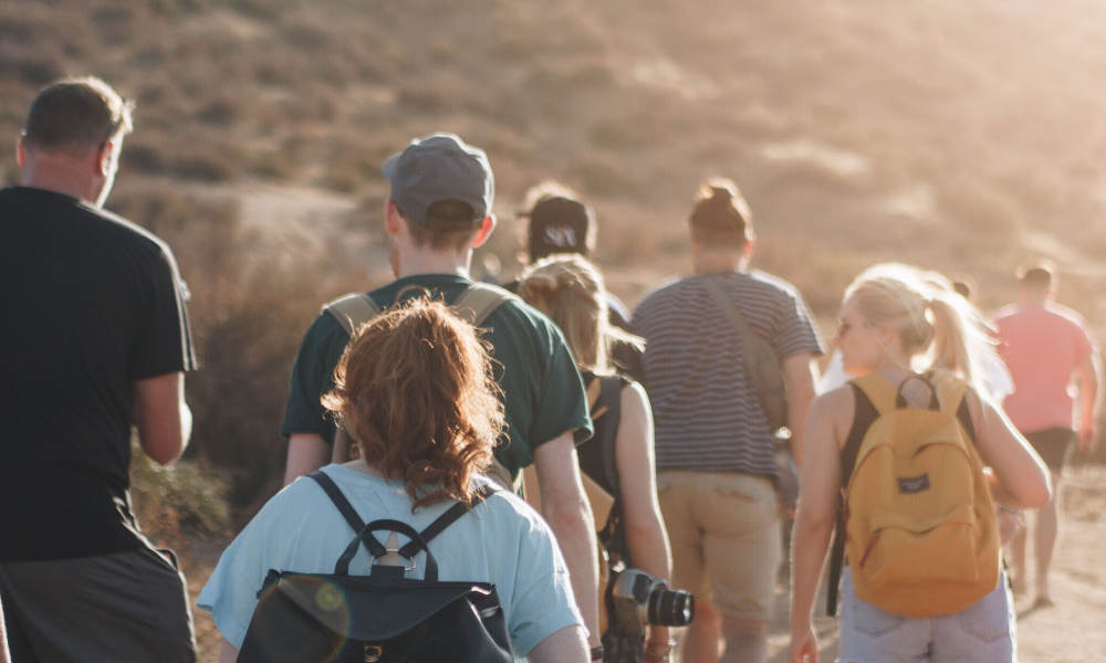 group hiking
